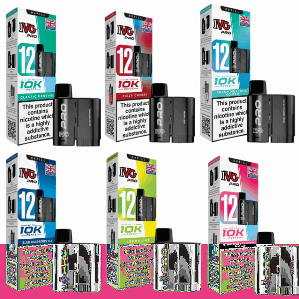 IVG Pro 12 Refill Pods – 2ml + 10ml | Up to 10,000 Puffs | 20mg Nic Salt